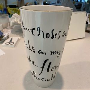 Kate Spade never used porcelain vase with 25K gold rim 9”T ~4.75”W